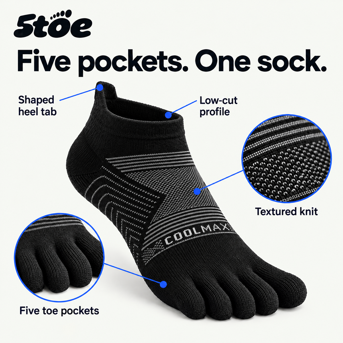 5toe Sport Ankle — difference — COOLMAX
