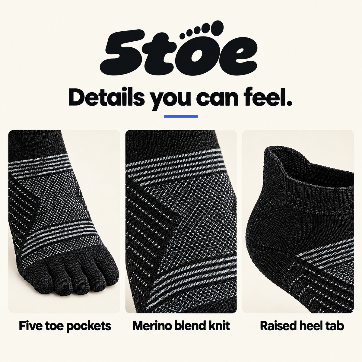 5toe Merino Light Ankle — construction