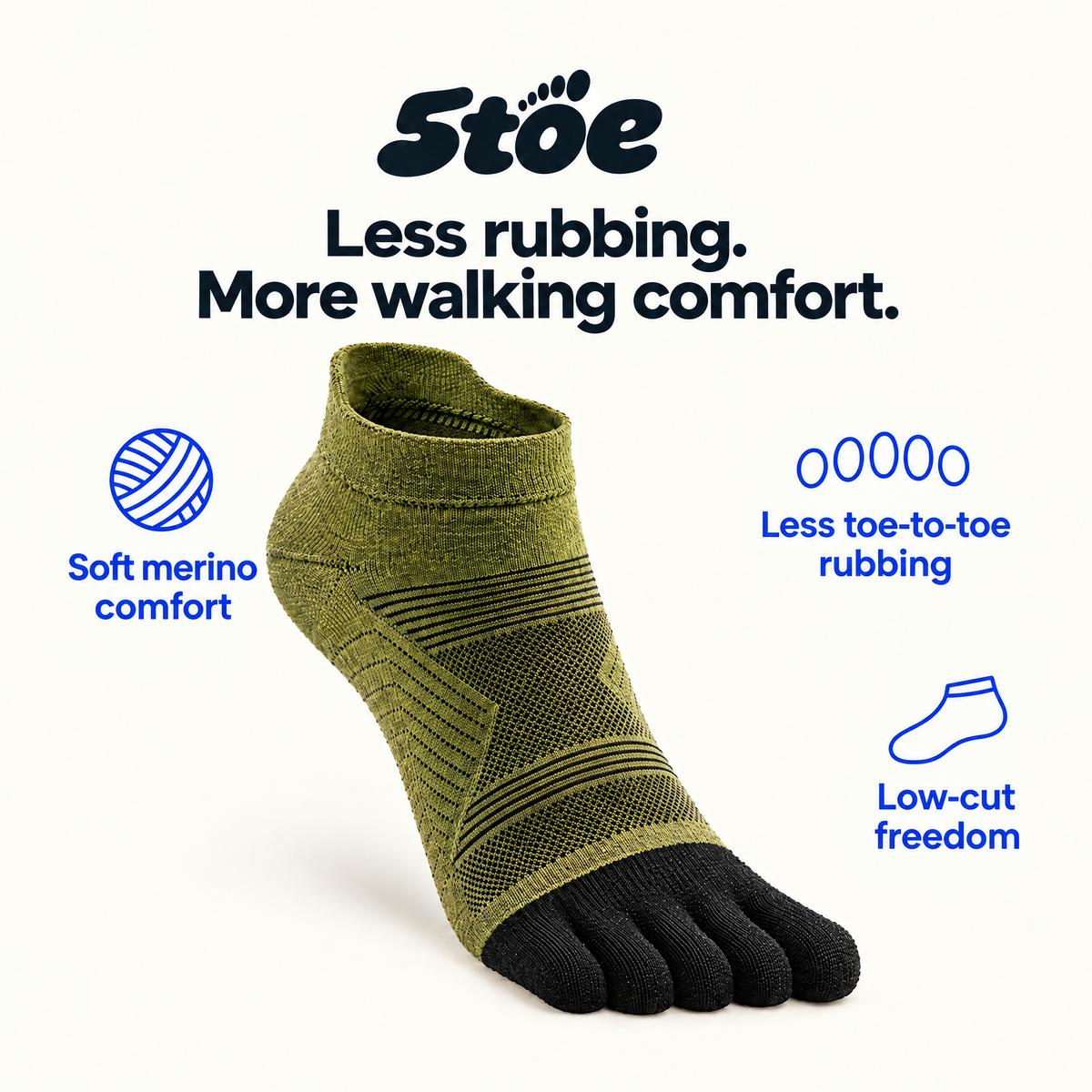 5toe Merino Light Ankle Toe Socks — benefits