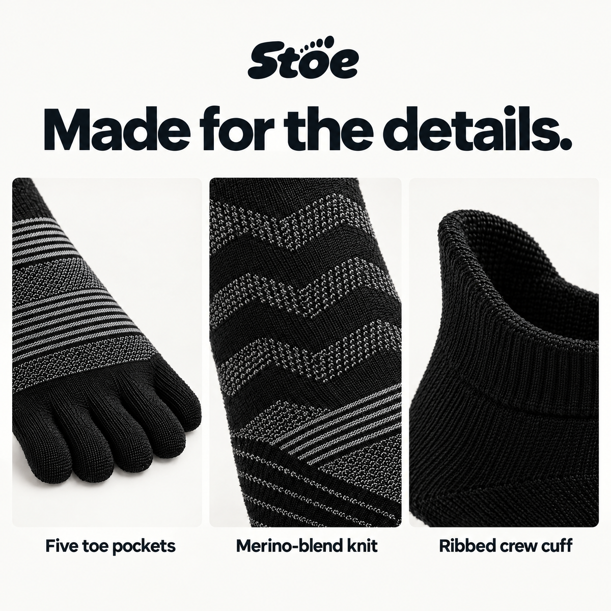 5toe Merino Trail Crew — construction