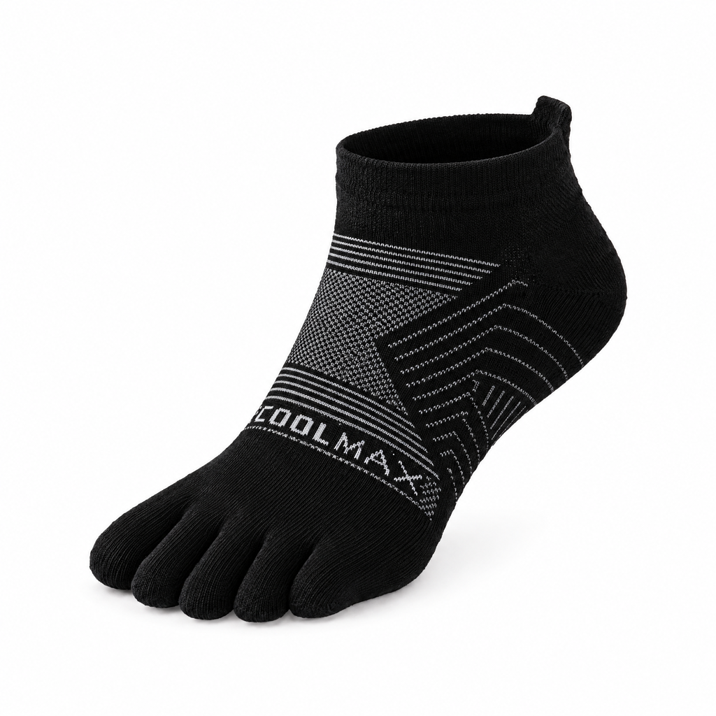 5toe ankle black — COOLMAX toe sock on clean white background