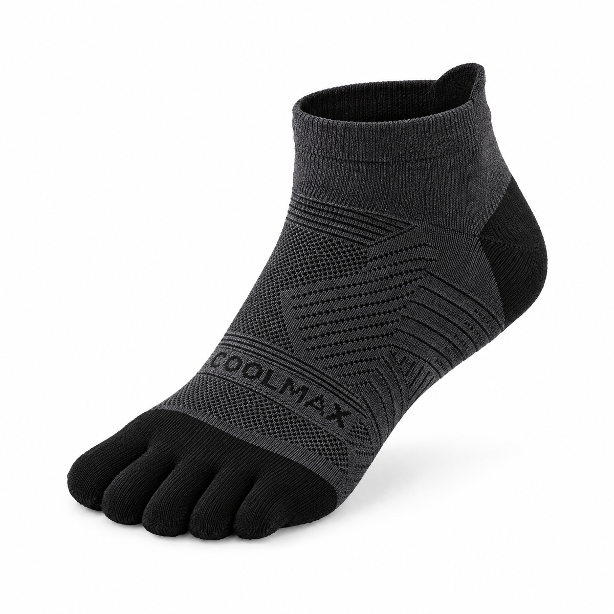 5toe ankle dark gray — COOLMAX toe sock on clean white background