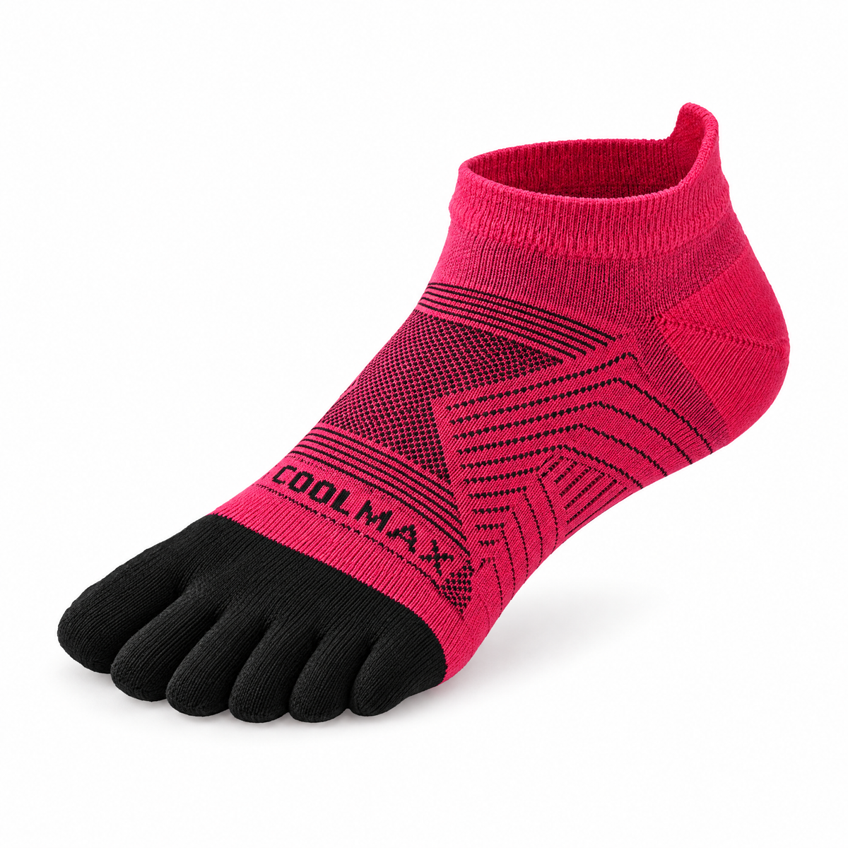 5toe ankle rose red — COOLMAX toe sock on clean white background