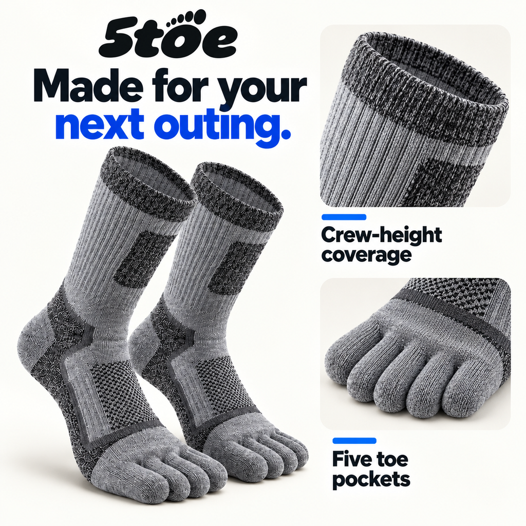 5toe outdoor crew toe socks — construction
