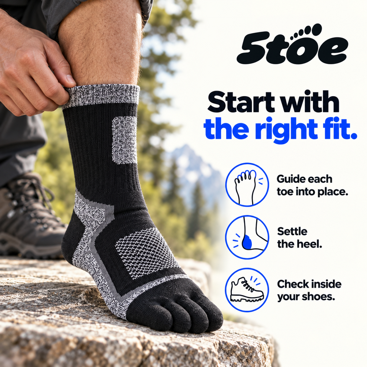 5toe outdoor crew toe socks — fit