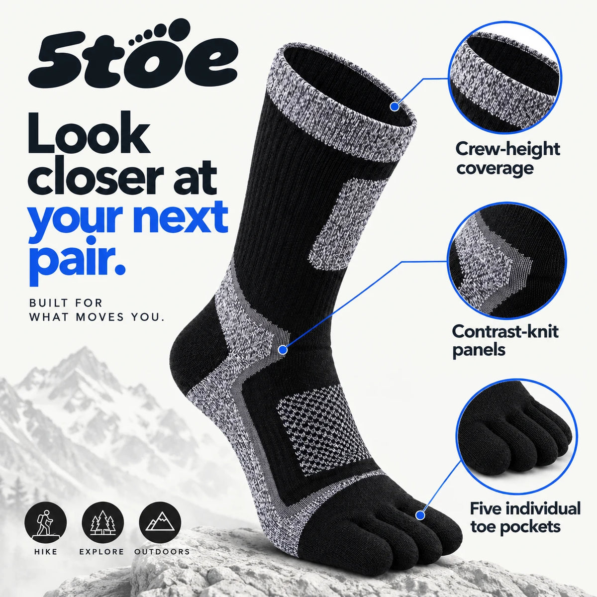 5toe outdoor crew toe socks — value