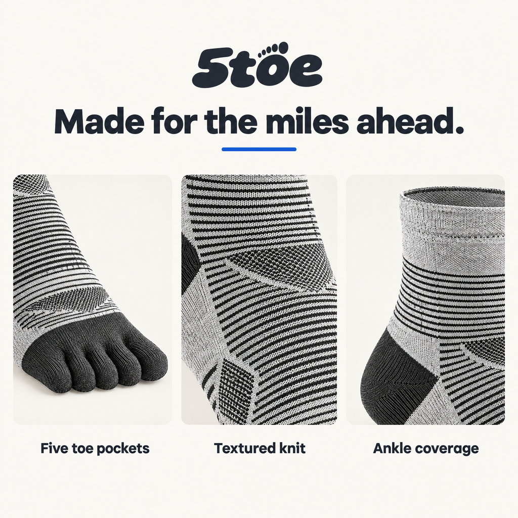 5toe COOLMAX Run Ankle — construction