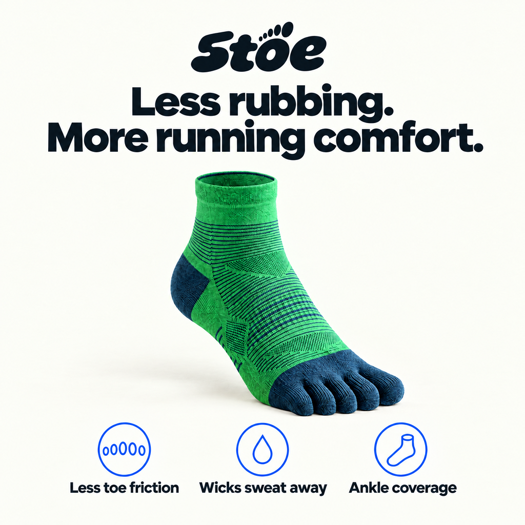 5toe COOLMAX Run Ankle Toe Socks — benefits