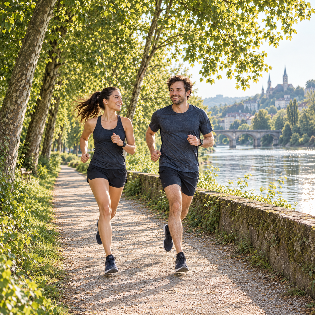 Two runners enjoying a morning run