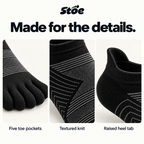 5toe sport ankle toe socks — construction