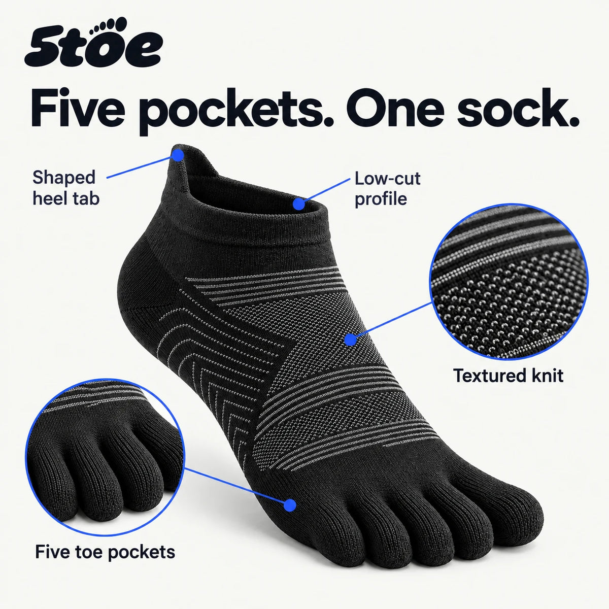5toe sport ankle toe socks — difference